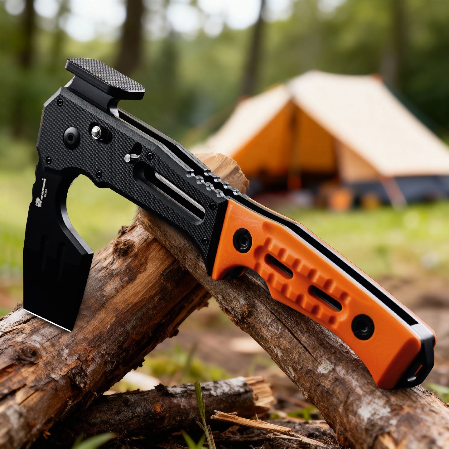FALCILUX Folding Hatchet | 9.25" Overall Length | DC53 Blade | Orange G10 Handle | HX OUTDOORS FT-19C