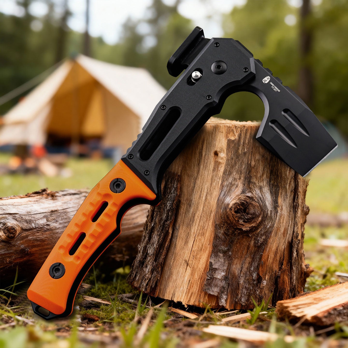FALCILUX Folding Hatchet | 9.25" Overall Length | DC53 Blade | Orange G10 Handle | HX OUTDOORS FT-19C