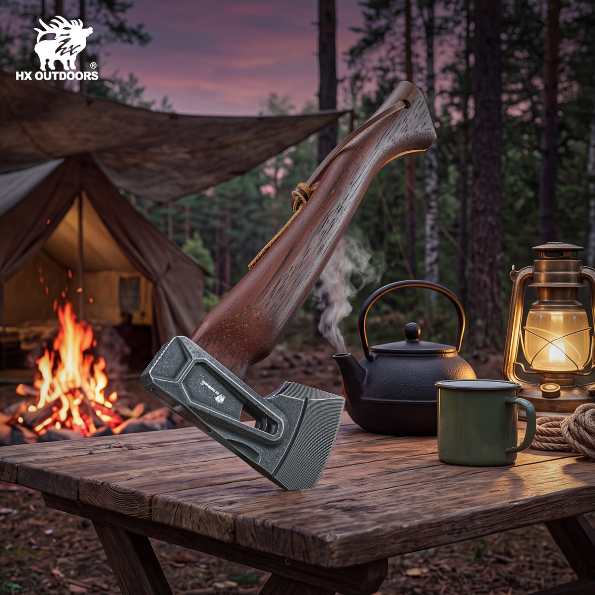 PATROL Camp Hatchet | 12.01" Overall Length | 420 Stainless Steel Head | Padauk Wood Handle | HX OUTDOORS FT-21