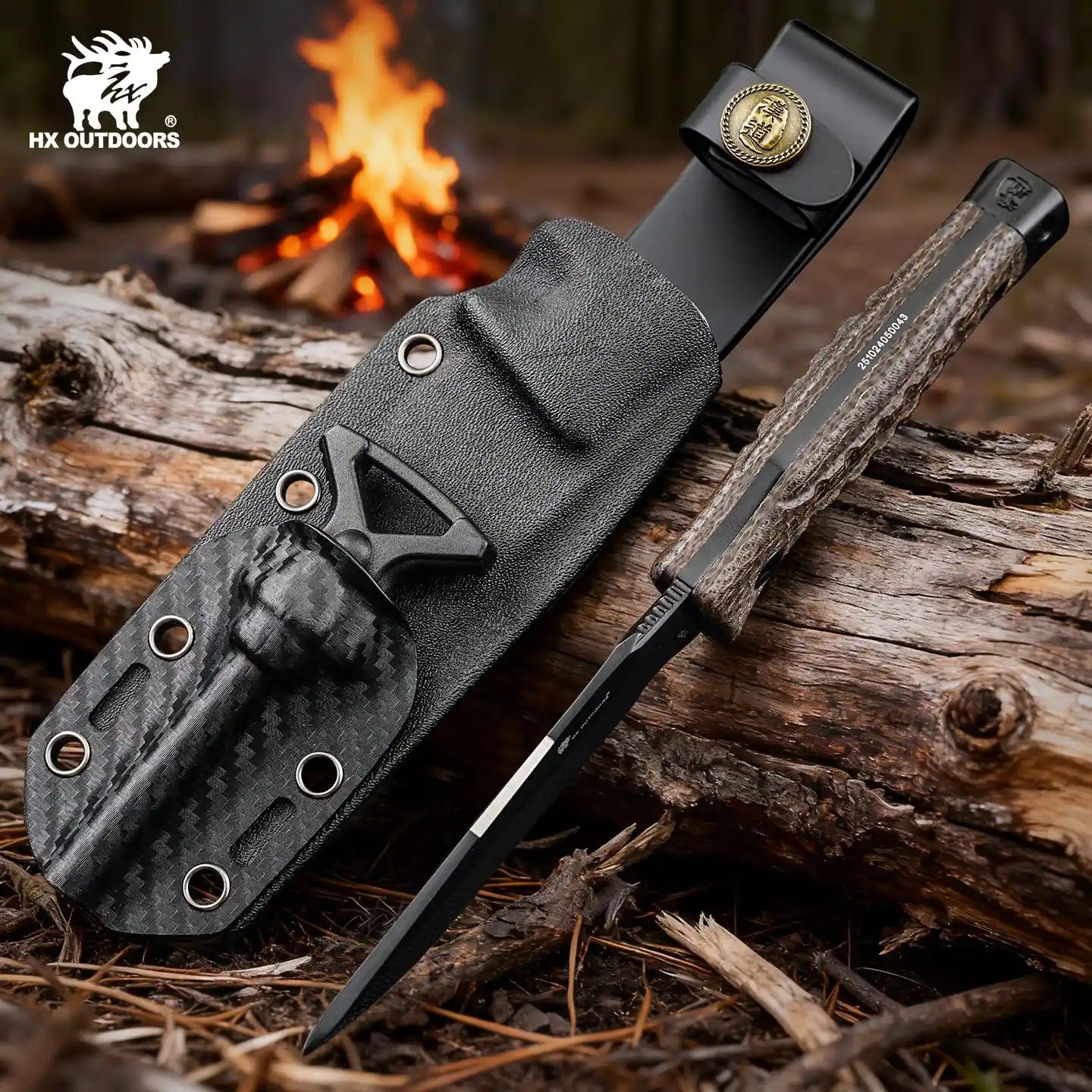 ROCK APEX Fixed Blade | 3.7" DC53 Blade | Brown Micarta Handle | HX OUTDOORS TD-18Z