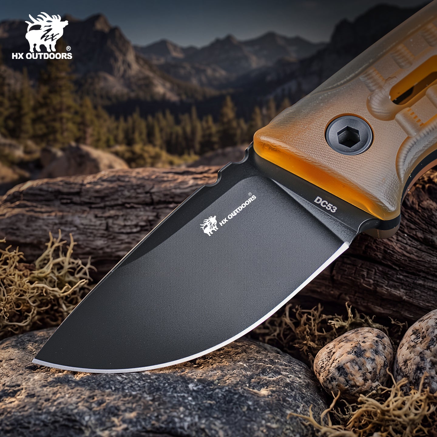 ROCK APEX MINI Black Titanium Coating DC53 Fixed Blade PEI EDC