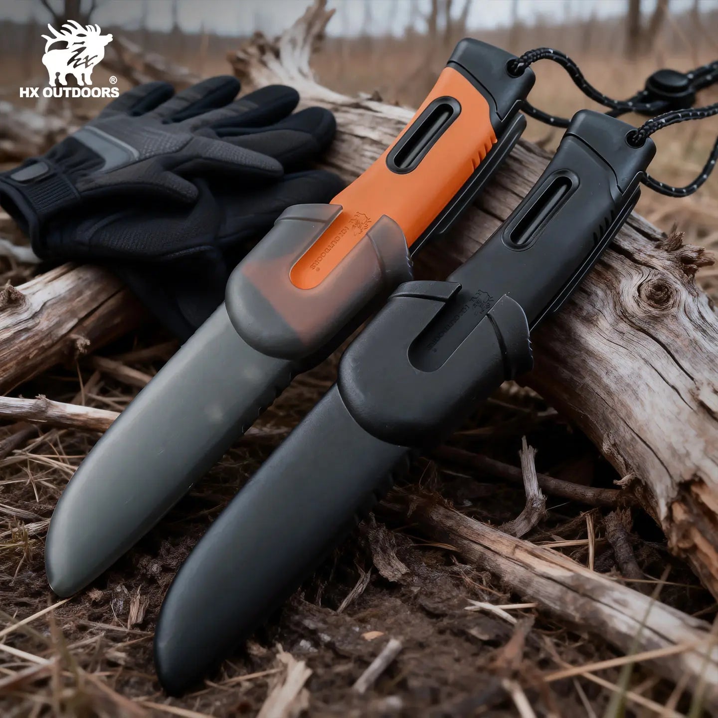 SURVIVAL MASTER 4 Fixed Blade | 3.74″ Matte Black Titanium Coating 5Cr15 Blade | Black PP & Orange TPR Handle | TD-21F