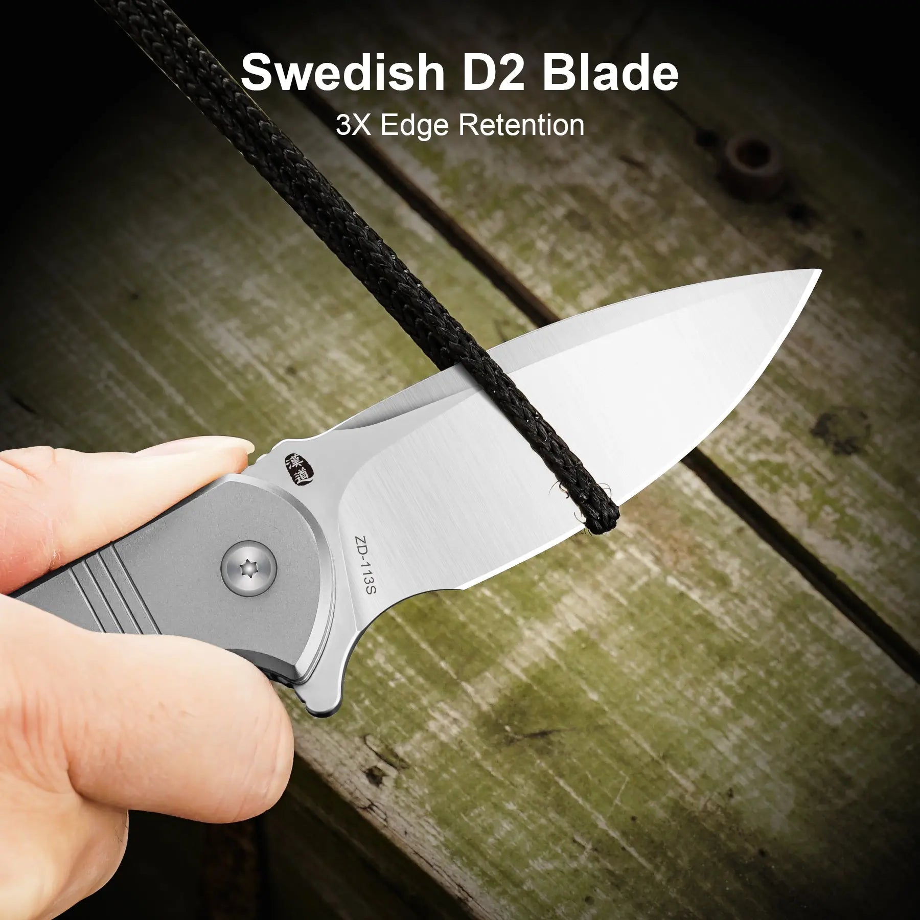 Pocket Knife HX OUTDOORS  ROCK SAPPHIRE 2.4" D2 TITANIUM Drop Point Pocket Knife Camping Outdoor ZD-113S from HX OUTDOORS