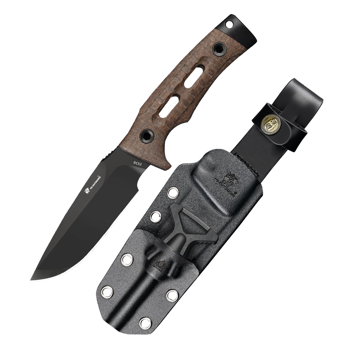ROCK APEX Fixed Blade | 3.7" DC53 Blade | Brown Micarta Handle | HX OUTDOORS TD-18Z