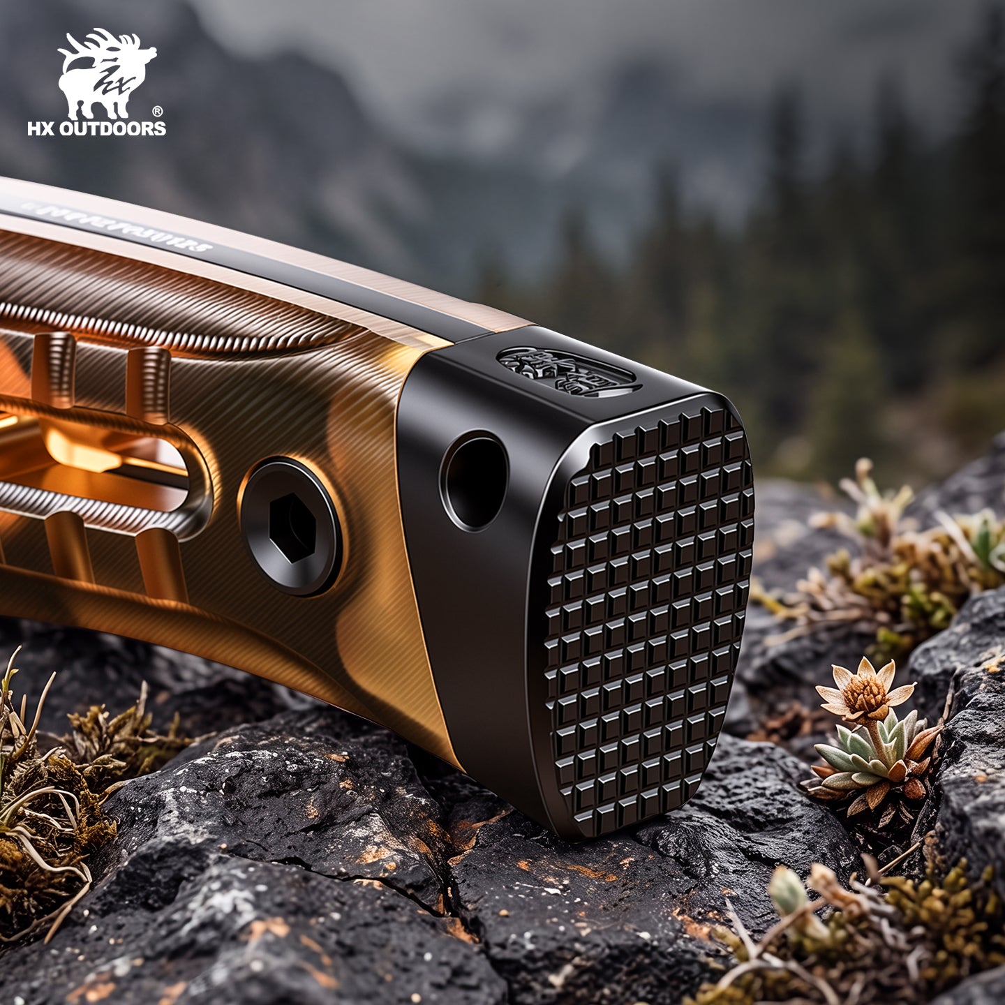ROCK APEX MINI Fixed Blade | 2.28" Black Titanium Coating DC53 Blade | PEI Handle | HX OUTDOORS TD-26P