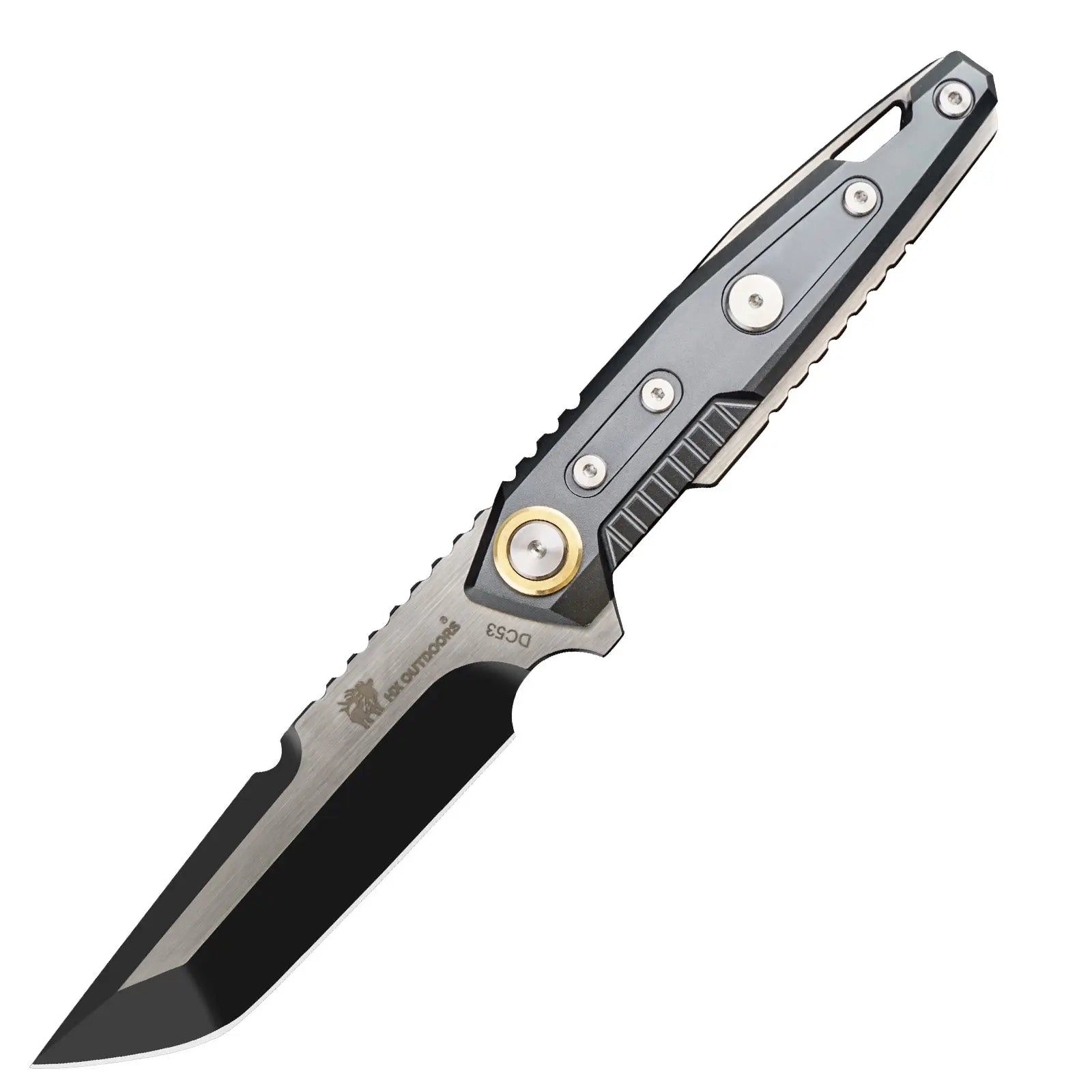 Fixed Blade HX OUTDOORS 3.86" DC53 Black Aluminum Handle MECHTITAN Fixed Blade Knife Sharp Camping Survival Hiking Knives D-220B from HX OUTDOORS