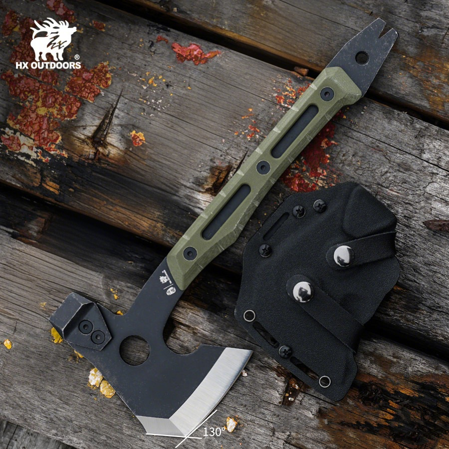 Camping Hatchet HX OUTDOORS 12.83" Best Tactical Splitting Axe Multi-Purpose Survival Tool of Camping Gear | 5CR14 Blade & G10 Axe Handle | FT-16A from HX OUTDOORS