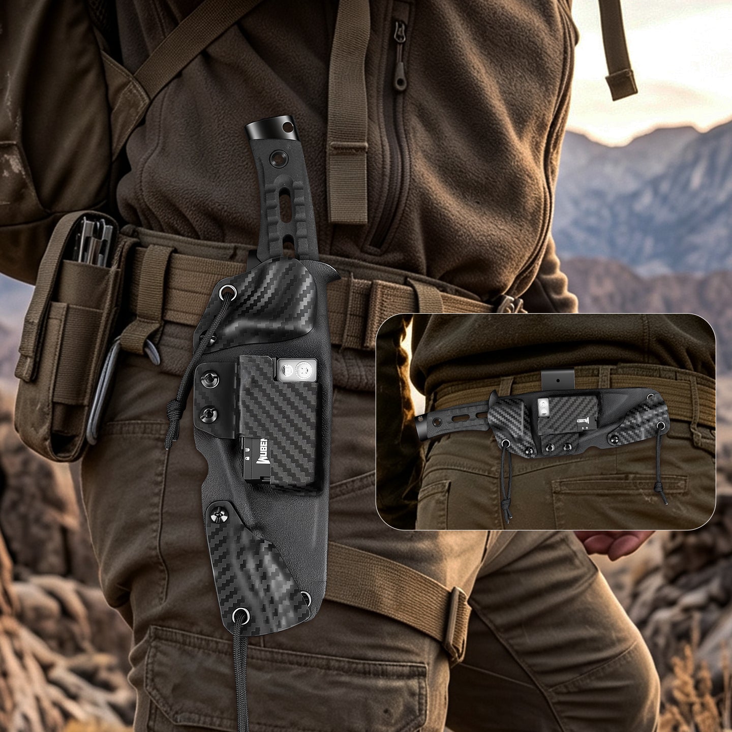 ROCK APEX Fixed Blade | 3.7" DC53 Blade | G10 Handle | Tactical Flashlight Set | HX OUTDOORS TD-18MB
