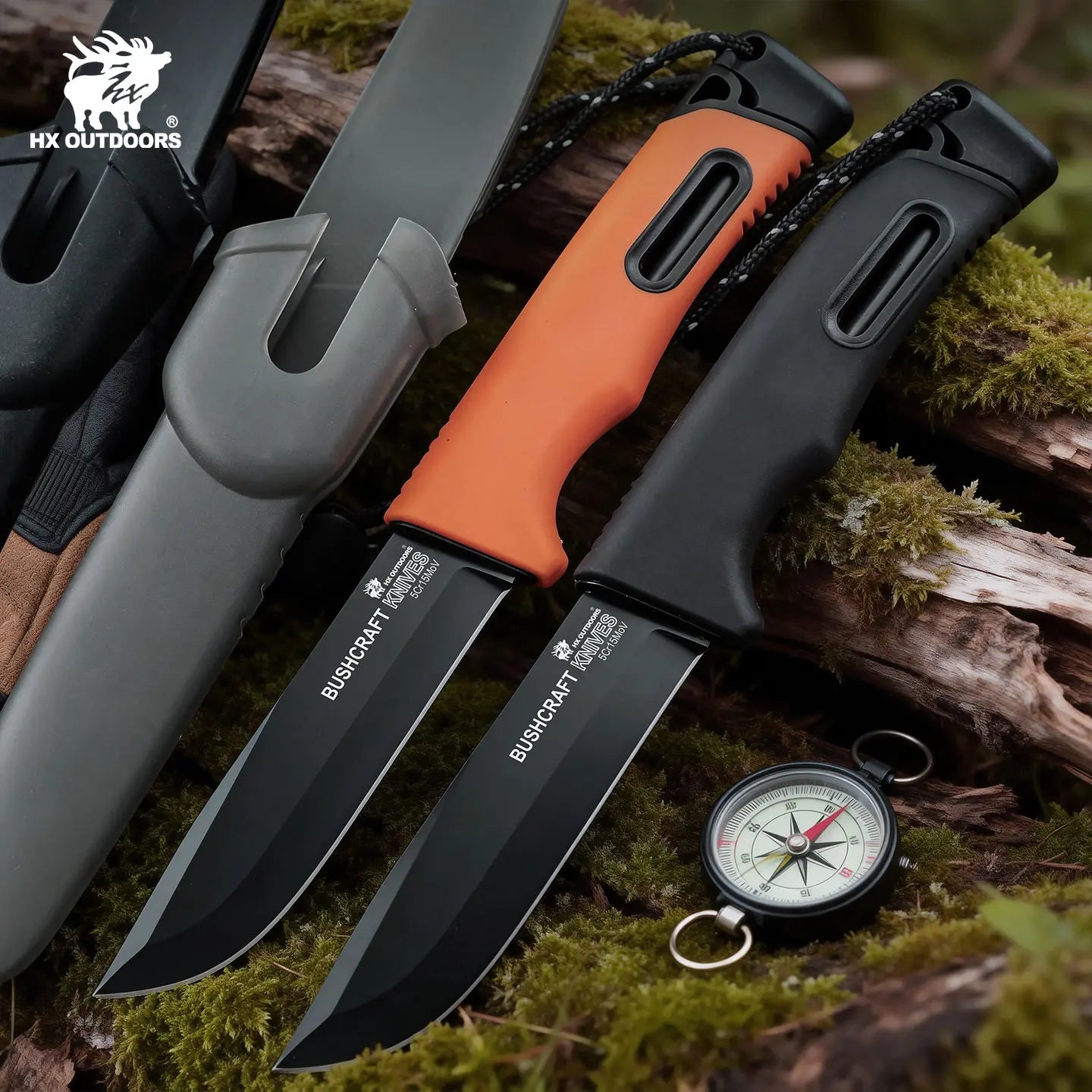 SURVIVAL MASTER 4 Fixed Blade | 3.74″ Matte Black Titanium Coating 5Cr15 Blade | Black PP & Orange TPR Handle | TD-21F