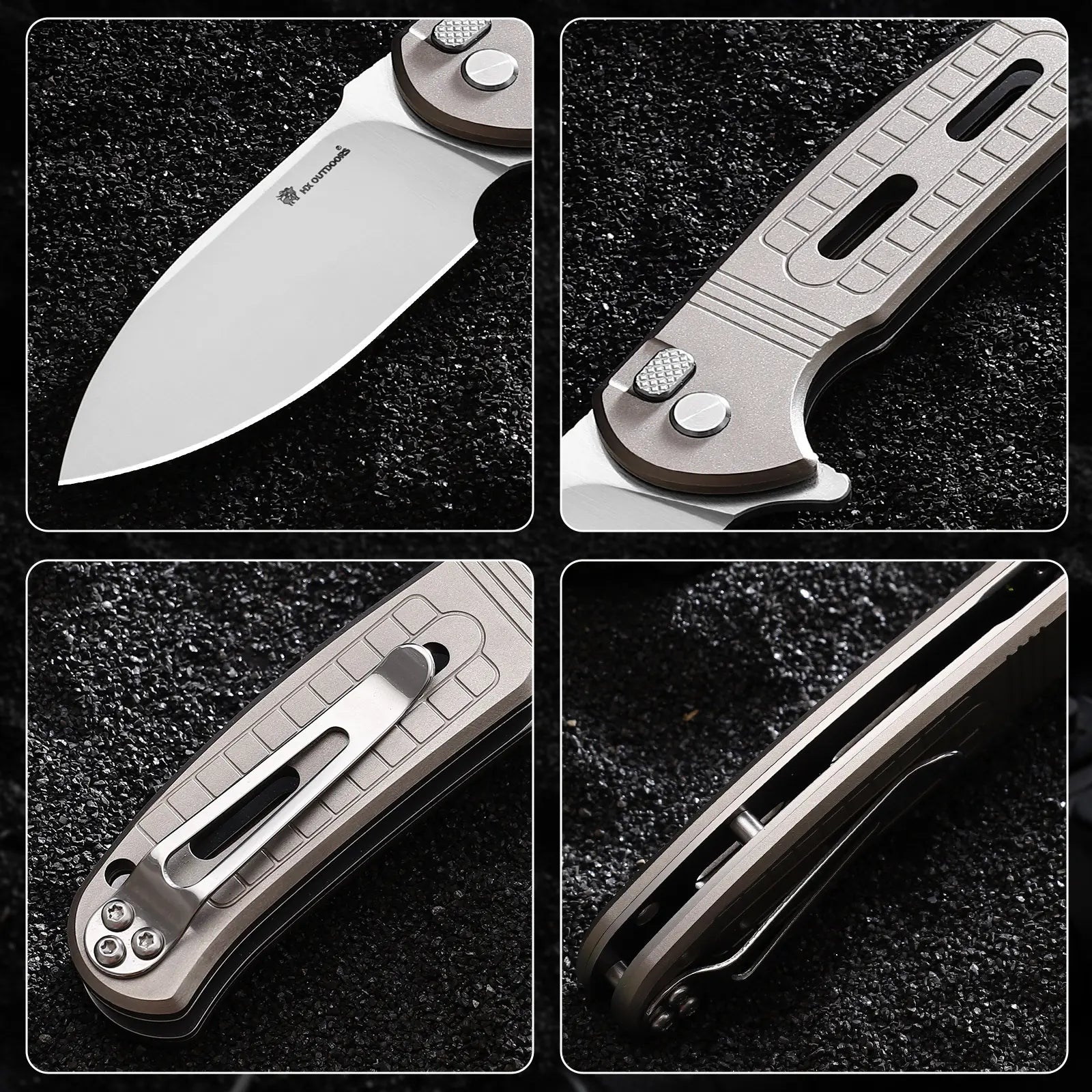 ROCK SAPPHIRE 14C28N Titanium | EDC Button Lock Pocket Knife