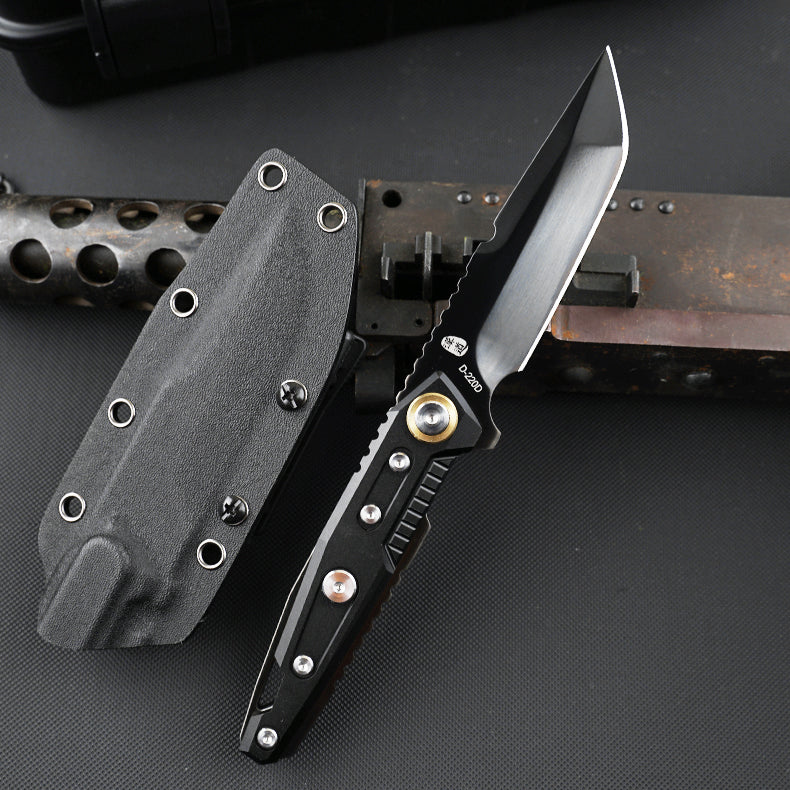 HX OUTDOORS MECHTITAN | Fixed Blade | 3.86" DC53 Blade | DLC Coating Carbon Fibe Handle | D-220DLC MECHTITAN