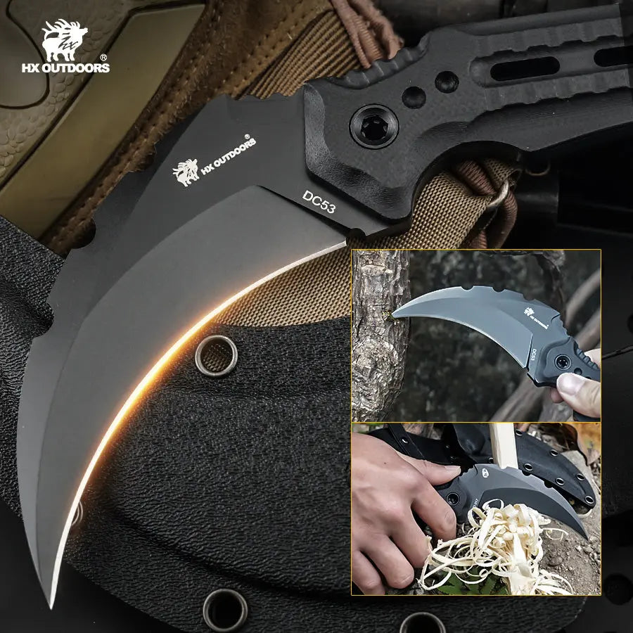 Fixed Blade HX OUTDOORS SHADOWFANG 3.5" DC53 G10 Claw Fixed Blade Knife Tactical Bushcraft and Hunting D-317 from HX OUTDOORS
