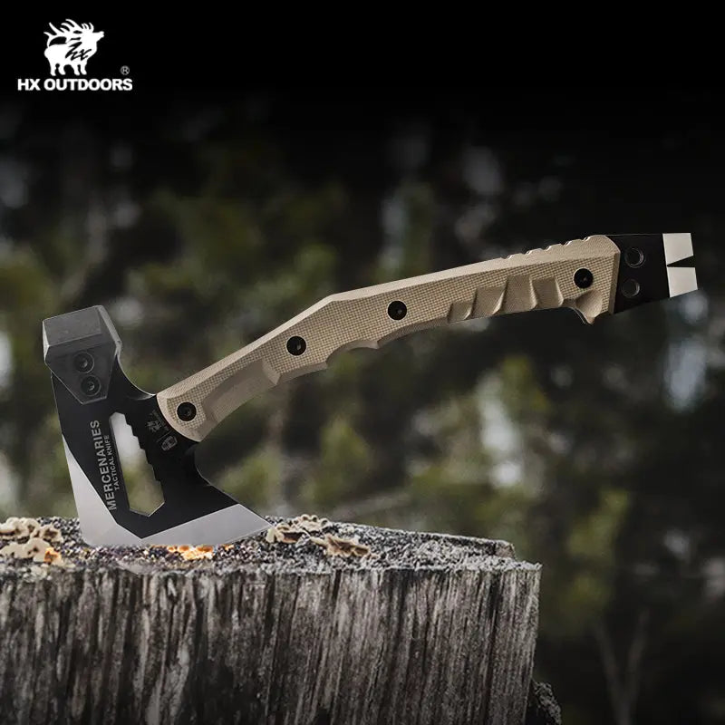 Camping Hatchet HX OUTDOORS M.E. 13" Bushcraft Full-Tang Tatical Battle Axe For Survival Outdoor Adventures | 440 Stainless Steel & Non-Slip G10 Handle | FT-02 from HX OUTDOORS