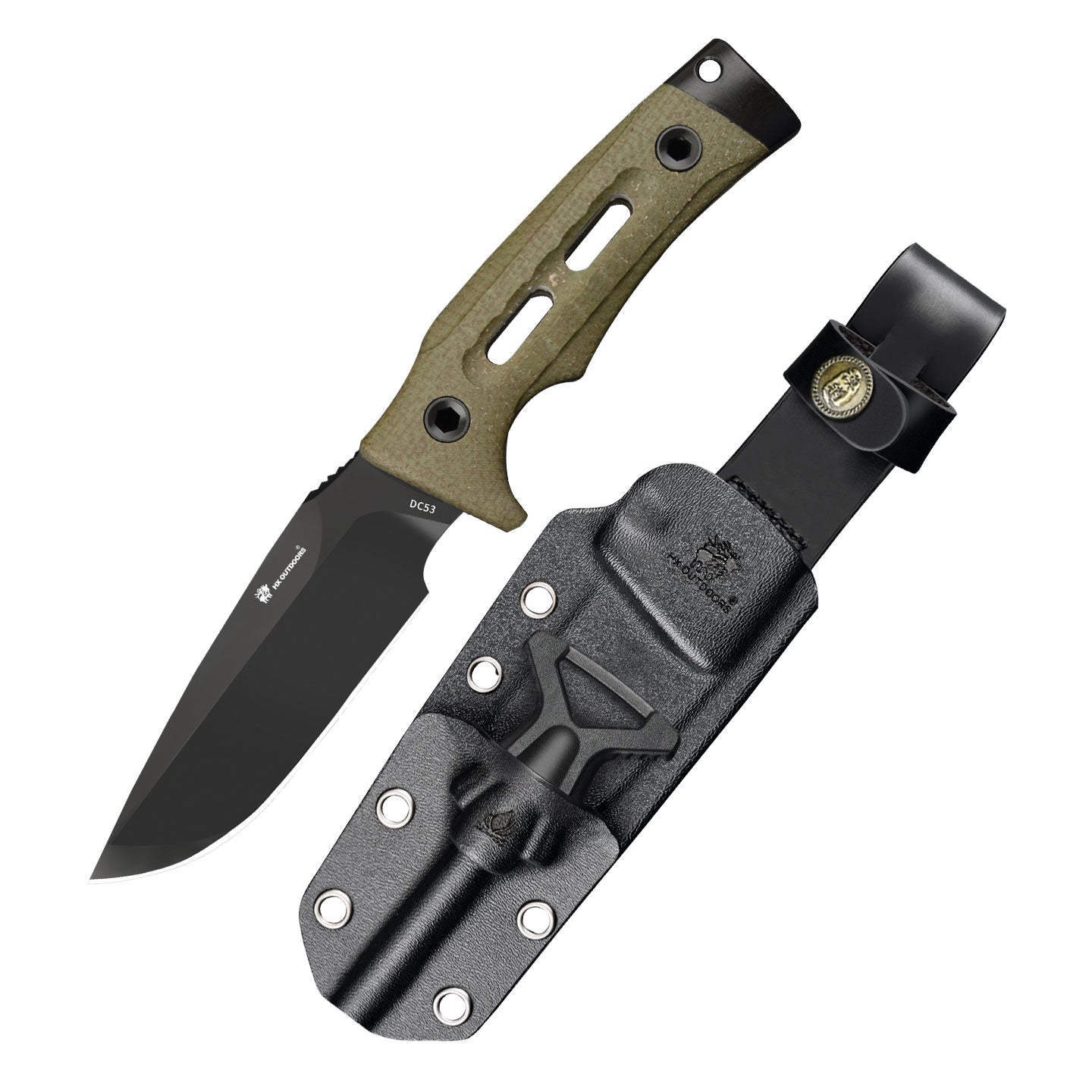 ROCK APEX Fixed Blade | 3.7" DC53 Blade | Green Micarta Handle | HX OUTDOORS TD-18Y