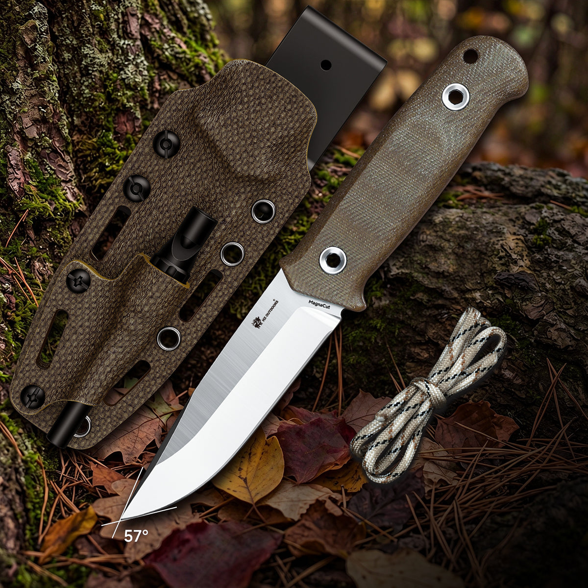 TRAILBLAZER Fixed Blade | 3.15" MagnaCut Powder Steel | Linen Handle | HX OUTDOORS D-359A