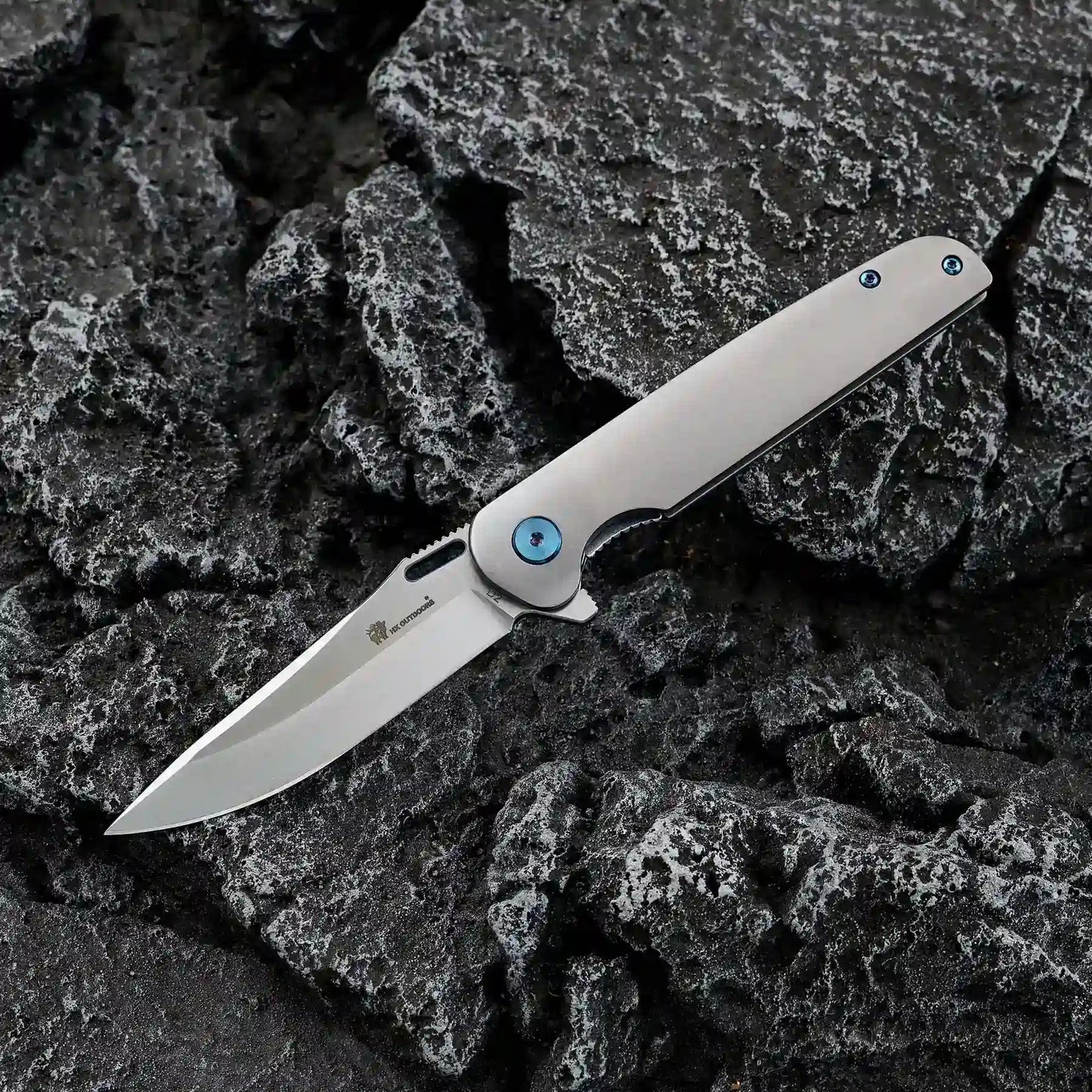 HX OUTDOORS VULCAN | Pocket Knife | Liner Lock | 3.1" D2 Blade | Silver Titanium Handle | ZD-117S VULCAN