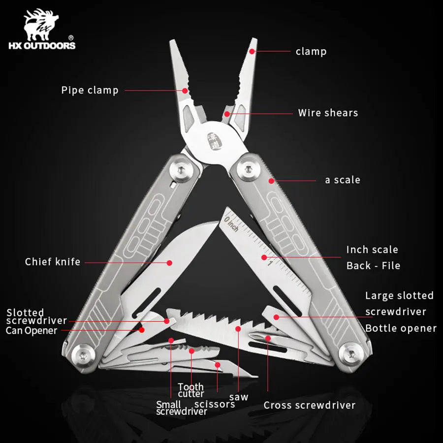 HX OUTDOORS VERSATILIS | Multi-tool | 6.5" Overall Length | 420 Blade | Black PTR Handle | GQ-18B VERSATILIS
