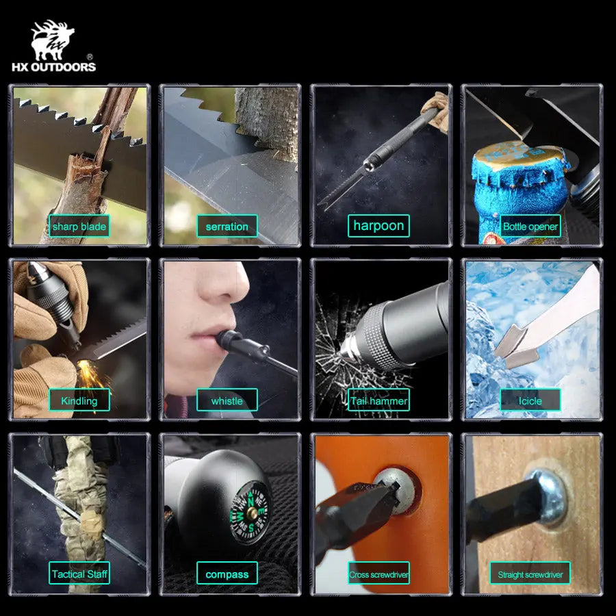 SENTINEL FORCE Outdoor Hiking Stick Black Aluminum | Multi