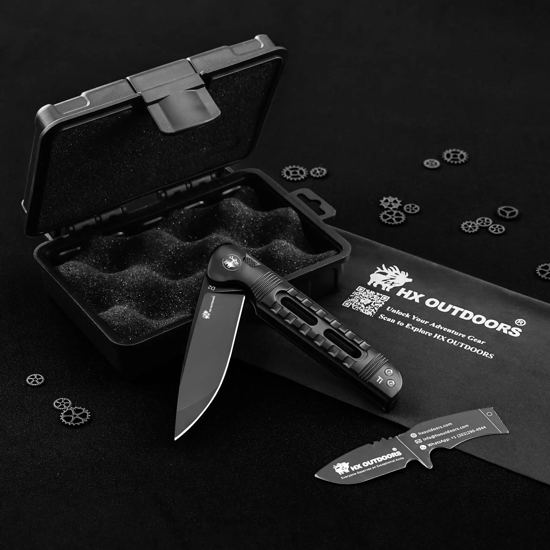Pocket Knife HX OUTDOORS DARK MASTER 3.15" D2 BUTTON LOCK Titanium alloy Tactical Folding Knife Camping, Hunting, And Outdoors ZD-112A from HX OUTDOORS