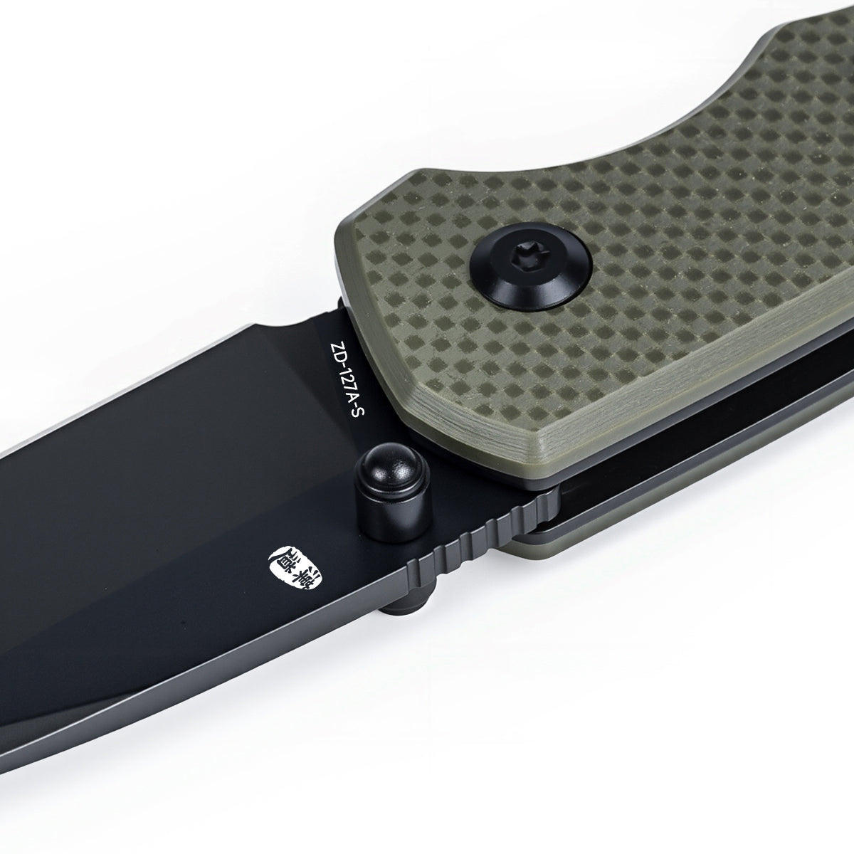SCOUT | Pocket Knife | Button Lock | 2.68" 14C28N Black Blade | Military Green G10 Handle | HX OUTDOORS ZD-127A-S