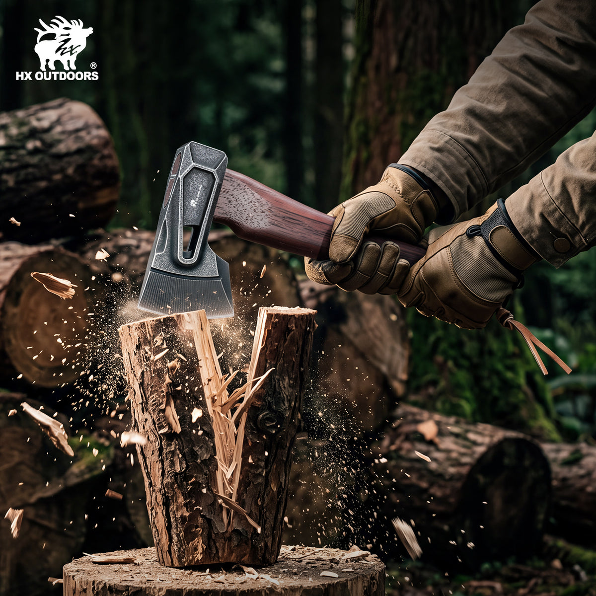 PATROL Camp Hatchet | 12.01" Overall Length | 420 Stainless Steel Head | Padauk Wood Handle | HX OUTDOORS FT-21