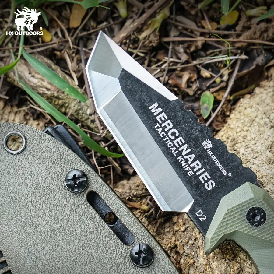 Fixed Blade HX OUTDOORS M.E. 2.8" D2 Brown G10 Handle Mini Mercenary Tanto Full Tang Fixed Blade Knife for Camping Hunting Adventure Survival Gifts D-170 from HX OUTDOORS