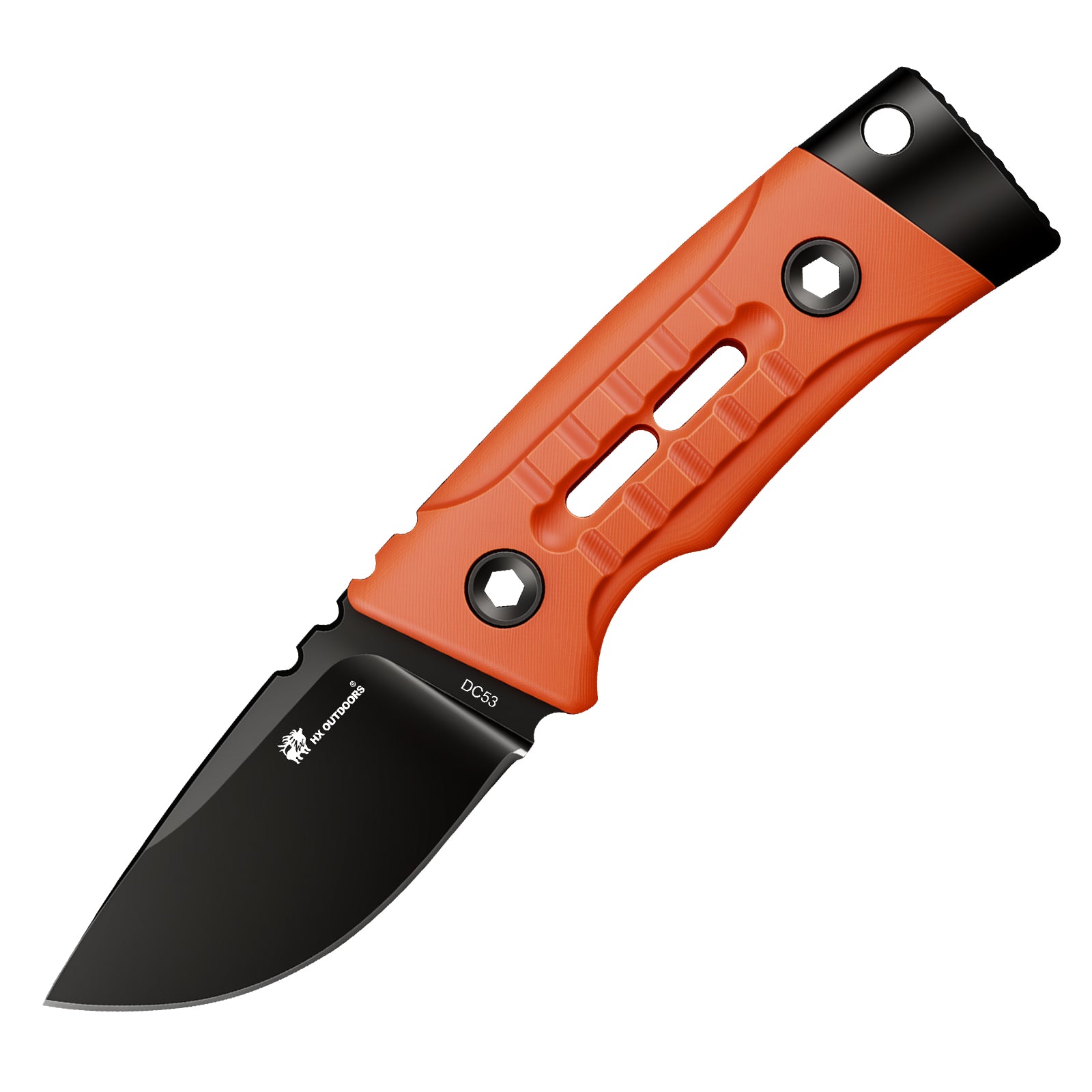 ROCK APEX MINI Black Titanium Coating DC53 Fixed Blade Orange G10