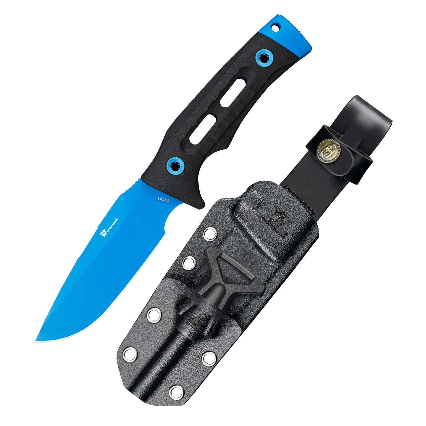 ROCK APEX Fixed Blade | 3.7" Blue DC53 Blade | Black G10 Handle | HX OUTDOORS TD-18L