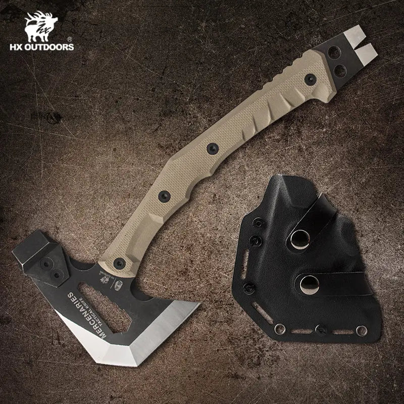 Camping Hatchet HX OUTDOORS M.E. 13" Bushcraft Full-Tang Tatical Battle Axe For Survival Outdoor Adventures | 440 Stainless Steel & Non-Slip G10 Handle | FT-02 from HX OUTDOORS