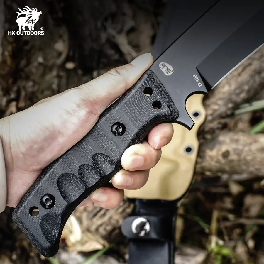 Bush Tool HX OUTDOORS 7.5" DC53 Black G10 Handle Jungle King Bush Tool EDC Fixed Blade Knife Outdoor Survival Camping D-136 from HX OUTDOORS