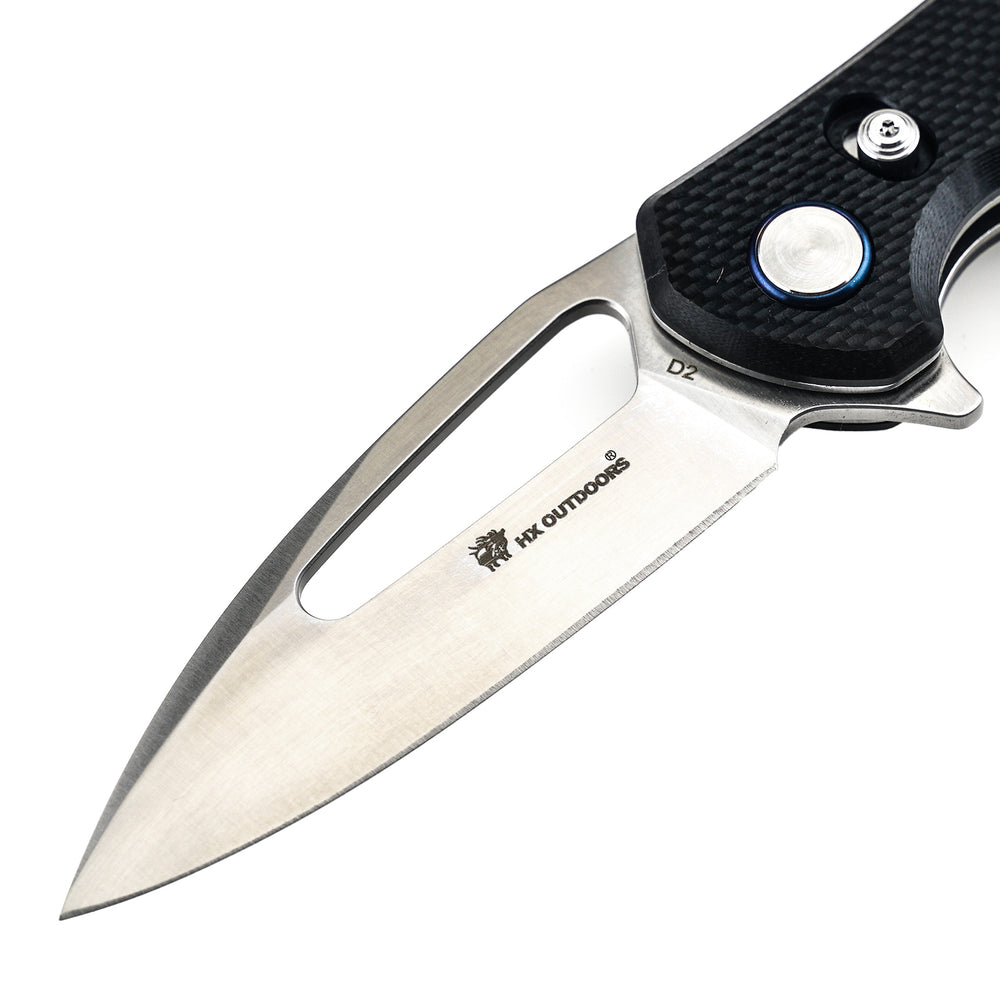 
                  
                    Pocket Knife HX OUTDOORS 2.5" D2 Steel Blade G10 Handle EDC VOYAGER CROSSBAR LOCK Folding Knife Black ZD-091S from HX OUTDOORS
                  
                