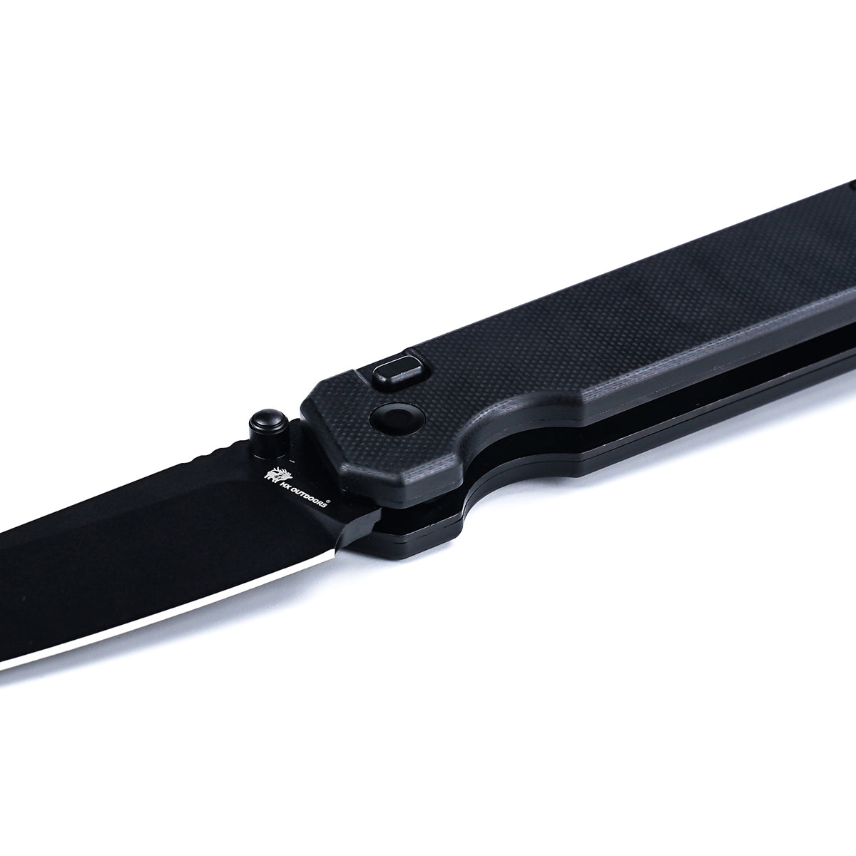 HYLA | Pocket Knife | Button Lock | 2.98" 14C28N Black Blade | Black G10 Handle | HX OUTDOORS ZD-130S-B
