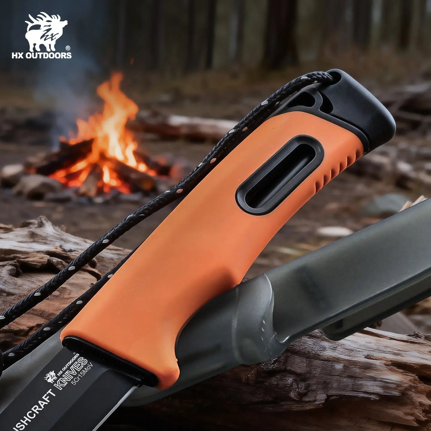 SURVIVAL MASTER 4 Fixed Blade | 3.74″ Matte Black Titanium Coating 5Cr15 Blade | Black PP & Orange TPR Handle | TD-21F