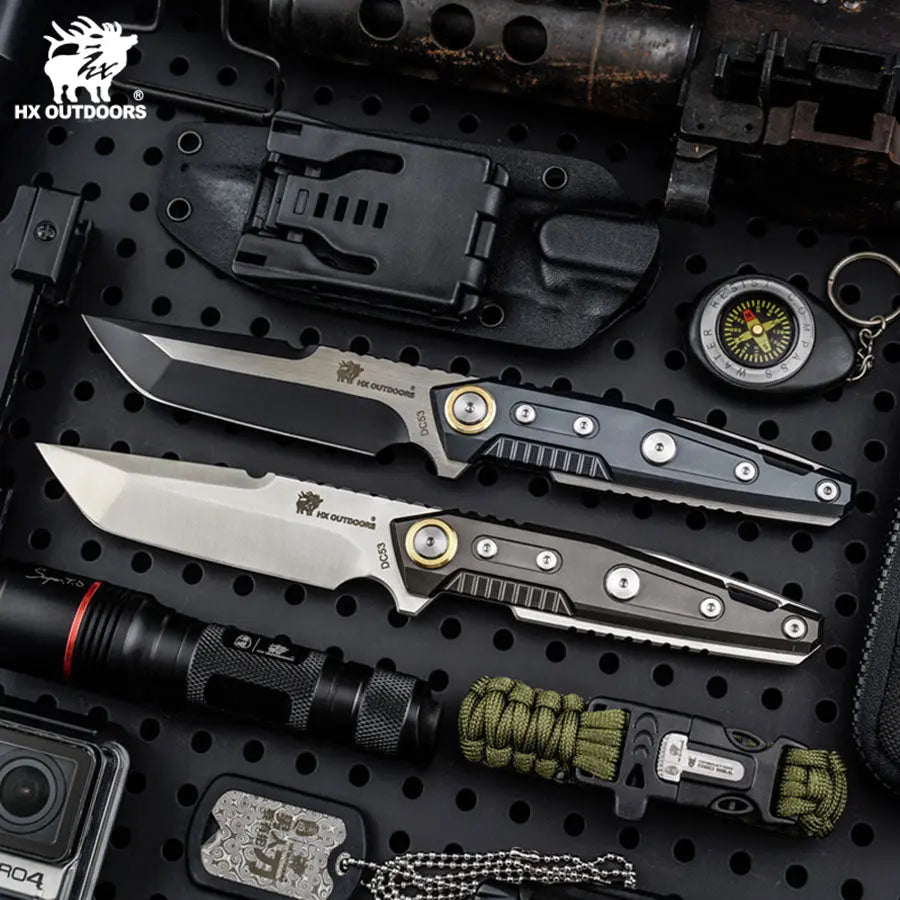 MECHTITAN DC53 Fixed Blade | Blue Aluminum EDC Camping Knife