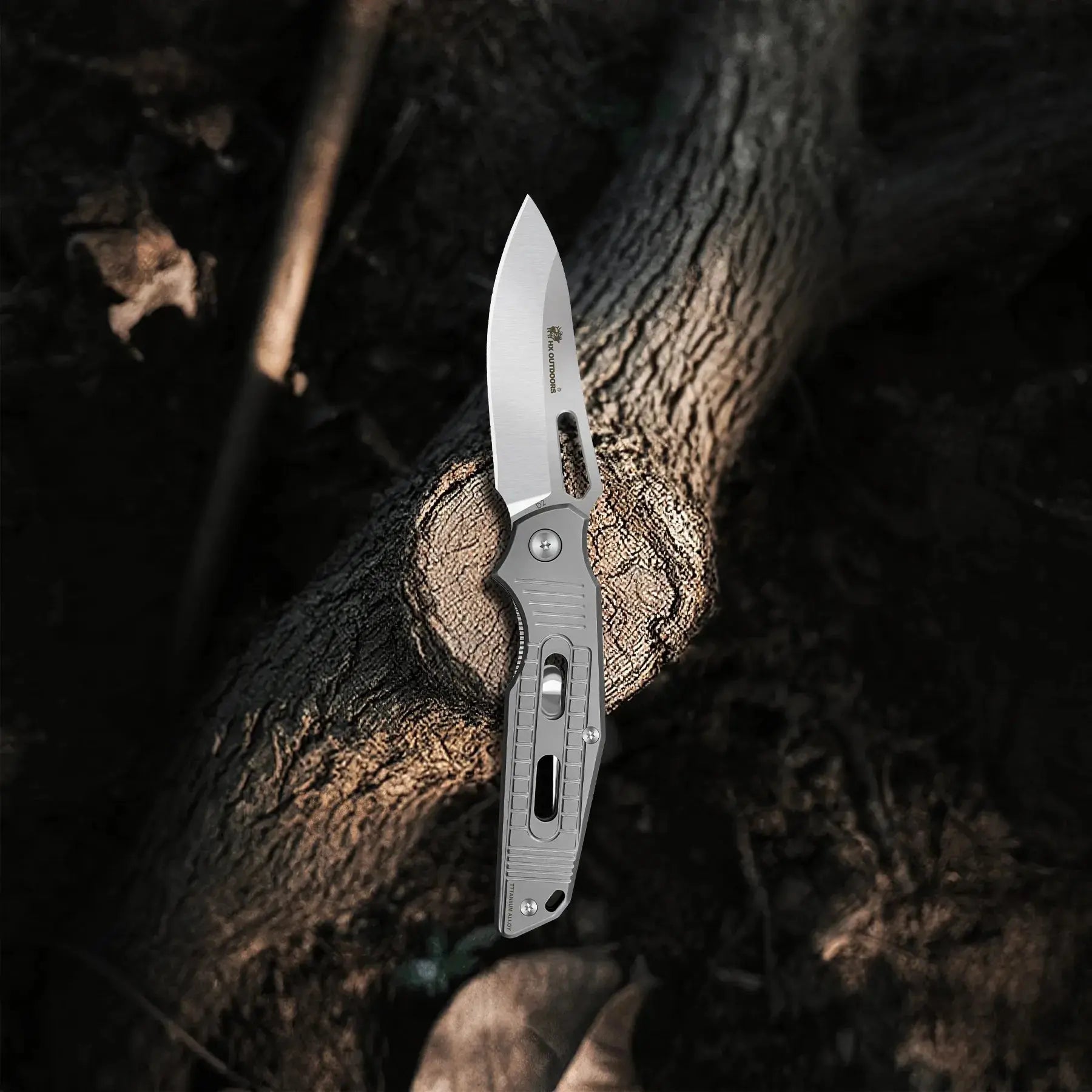 HX OUTDOORS ROCK FLUORITE | Pocket Knife | Liner Lock | 2.95" D2 Blade | Silver Titanium Handle | TD-15T ROCK FLUORITE
