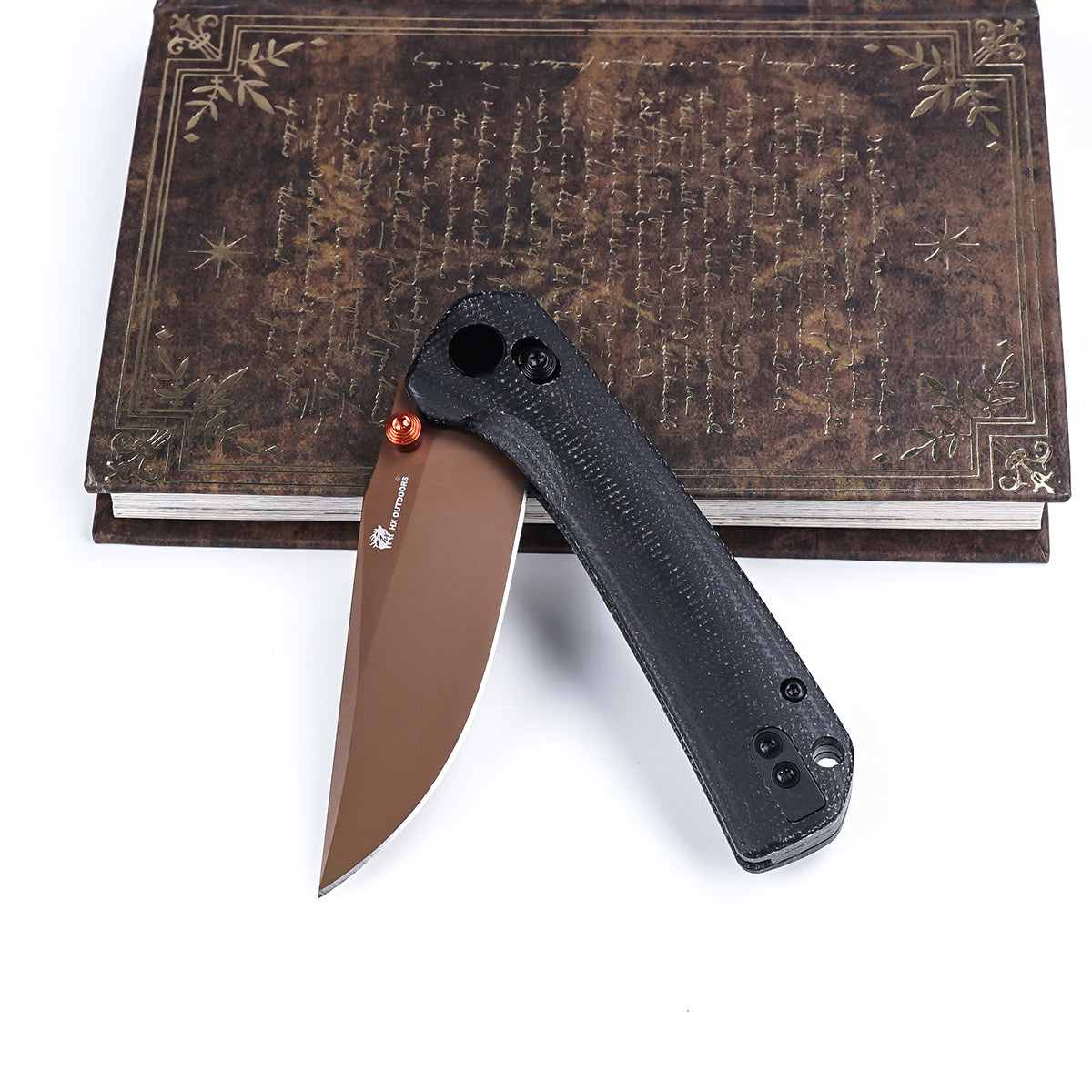 COOL KID Pocket Knife | Crossbar Lock | 3.35" 14C28N Blade | Black Linen Micarta Handle | HX OUTDOORS ZD-123BS