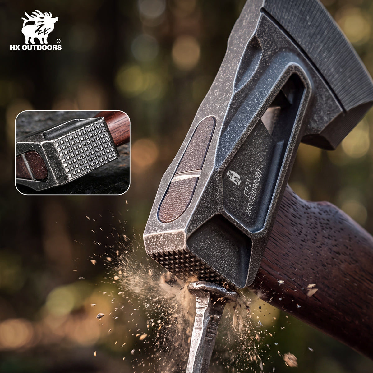 PATROL Camp Hatchet | 12.01" Overall Length | 420 Stainless Steel Head | Padauk Wood Handle | HX OUTDOORS FT-21