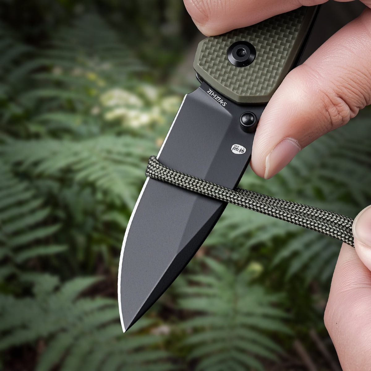 SCOUT | Pocket Knife | Button Lock | 2.68" 14C28N Black Blade | Military Green G10 Handle | HX OUTDOORS ZD-127A-S