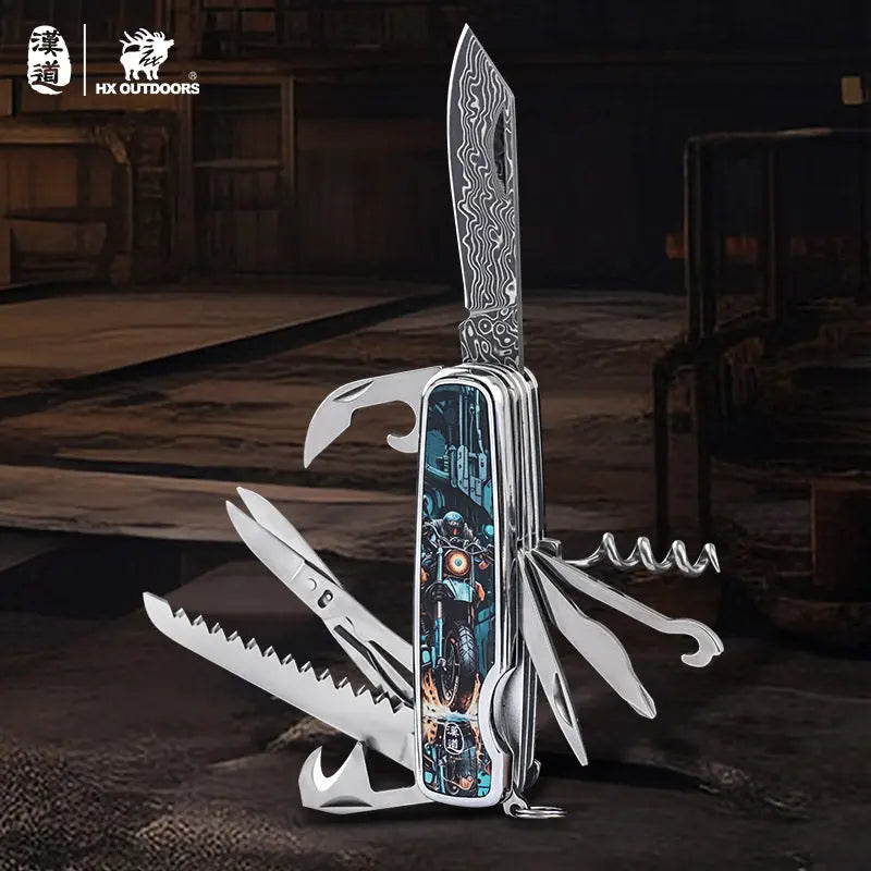 Multi-tool HX OUTDOORS DAMASK MOTORIX 2.2" Damask Steel VG10 Multi-tool Knife Camping Outdoor DD-14A from HX OUTDOORS