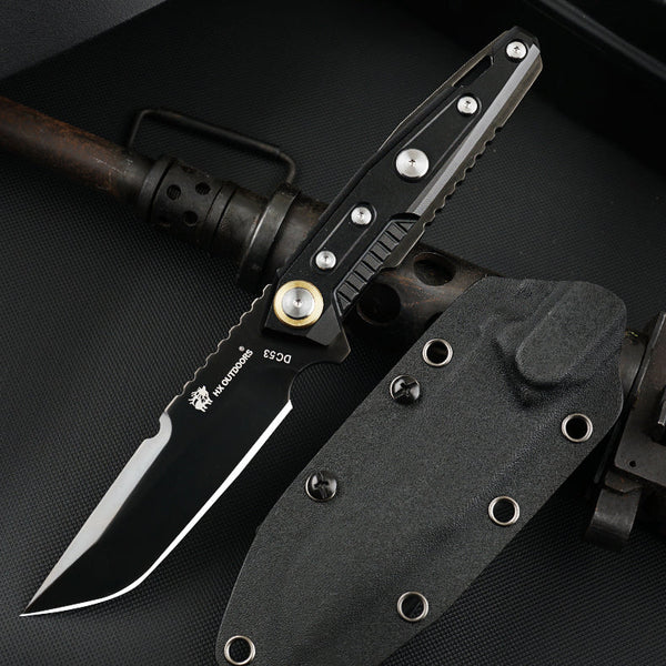 キリコデリート MECHTITAN DC53 Fixed Blade | Black Aluminum Handle EDC Camping