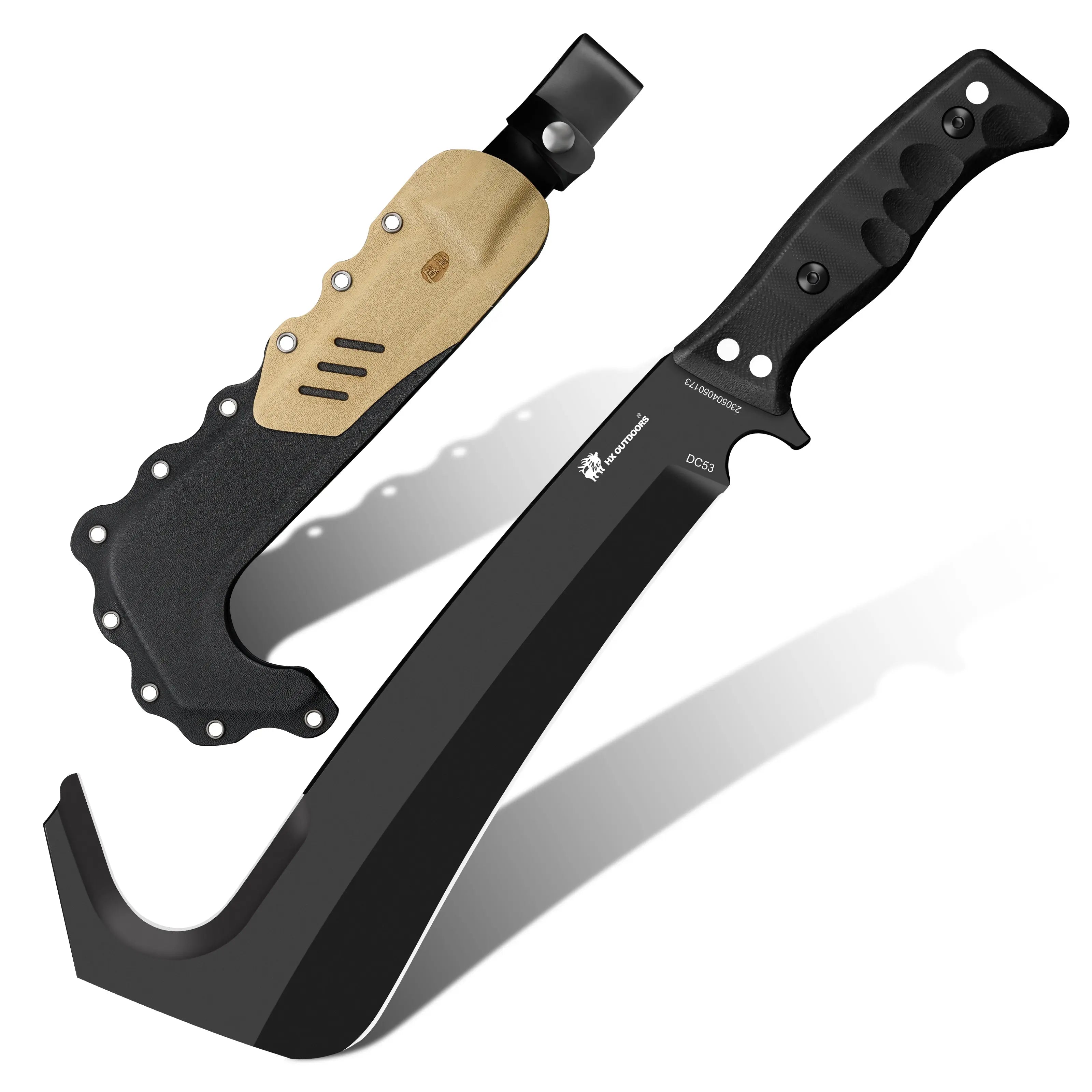 Bush Tool HX OUTDOORS 7.5" DC53 Black G10 Handle Jungle King Bush Tool EDC Fixed Blade Knife Outdoor Survival Camping D-136 from HX OUTDOORS