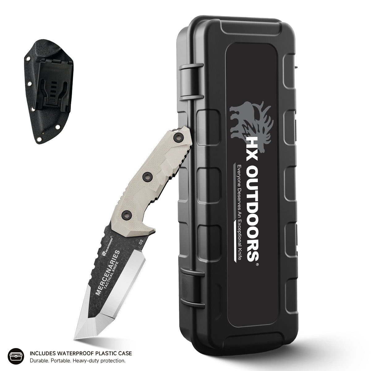HX OUTDOORS MERCENARY | Hoja fija | Hoja D2 de 89 mm | Mango G10 marrón | D-165
