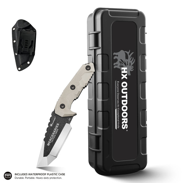 MERCENARY D2 Fixed Blade | TAN G10 EDC Camping Knife