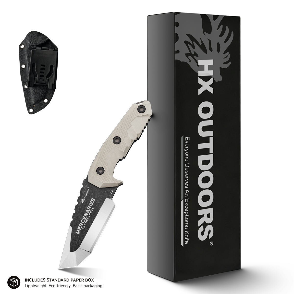 HX OUTDOORS MERCENARY | Hoja fija | Hoja D2 de 89 mm | Mango G10 marrón | D-165