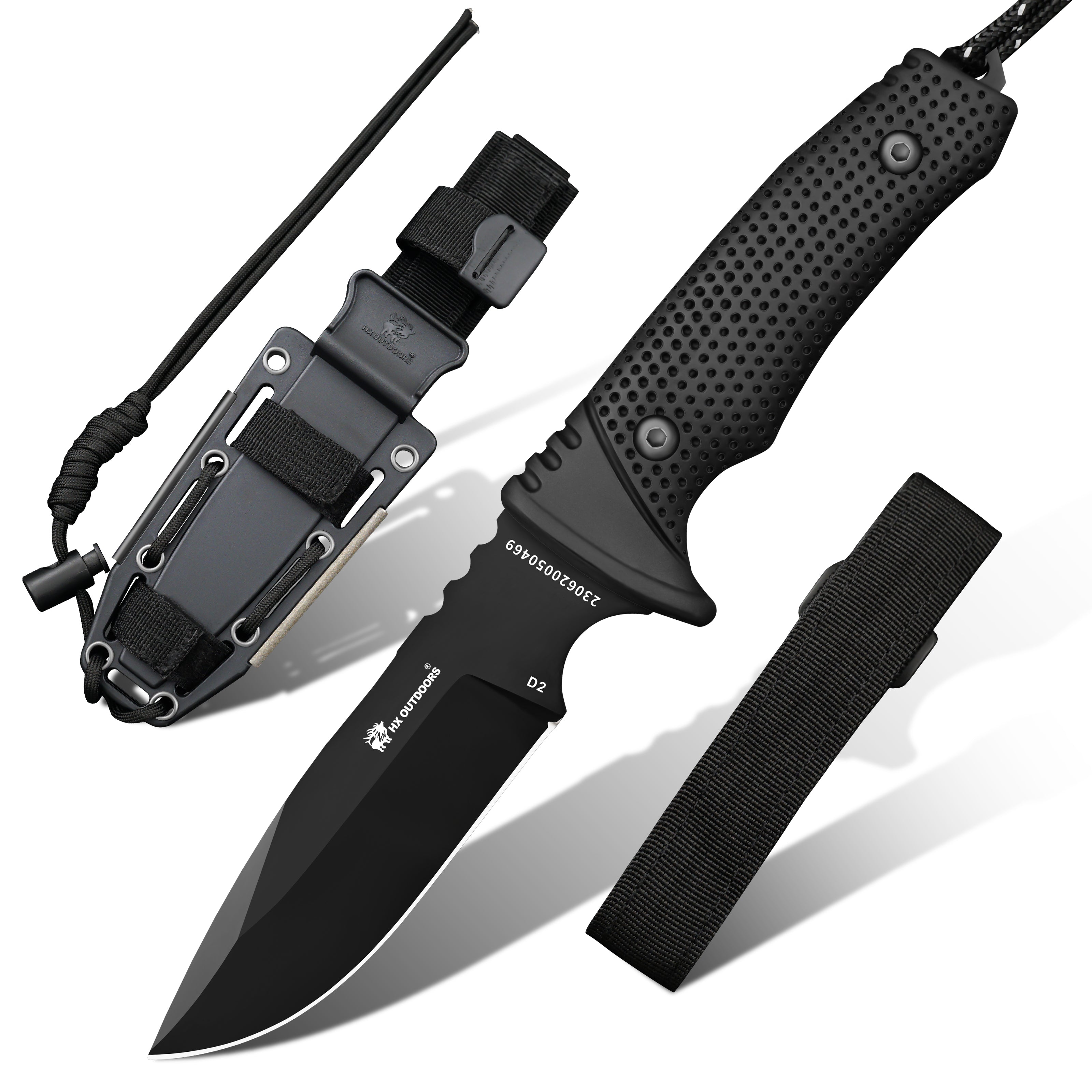 Fixed Blade PATHFINDER | D2 | BLACK RUBBERIZED | D-171