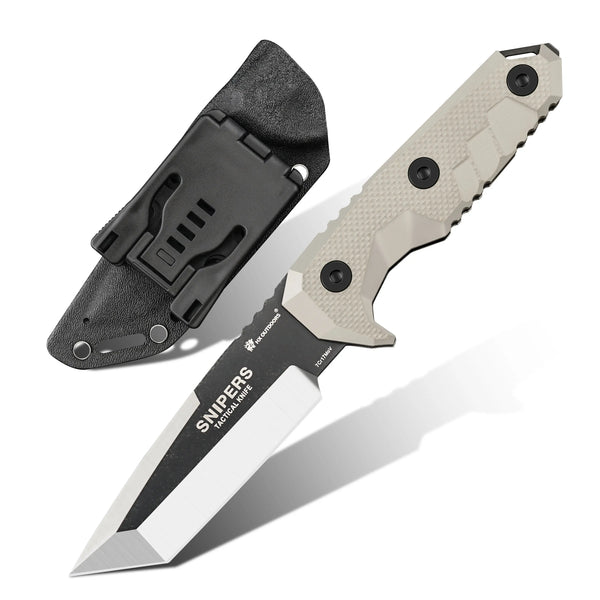 SNIPERS 7Cr17 Fixed Blade | TAN G10 EDC Camping Knife