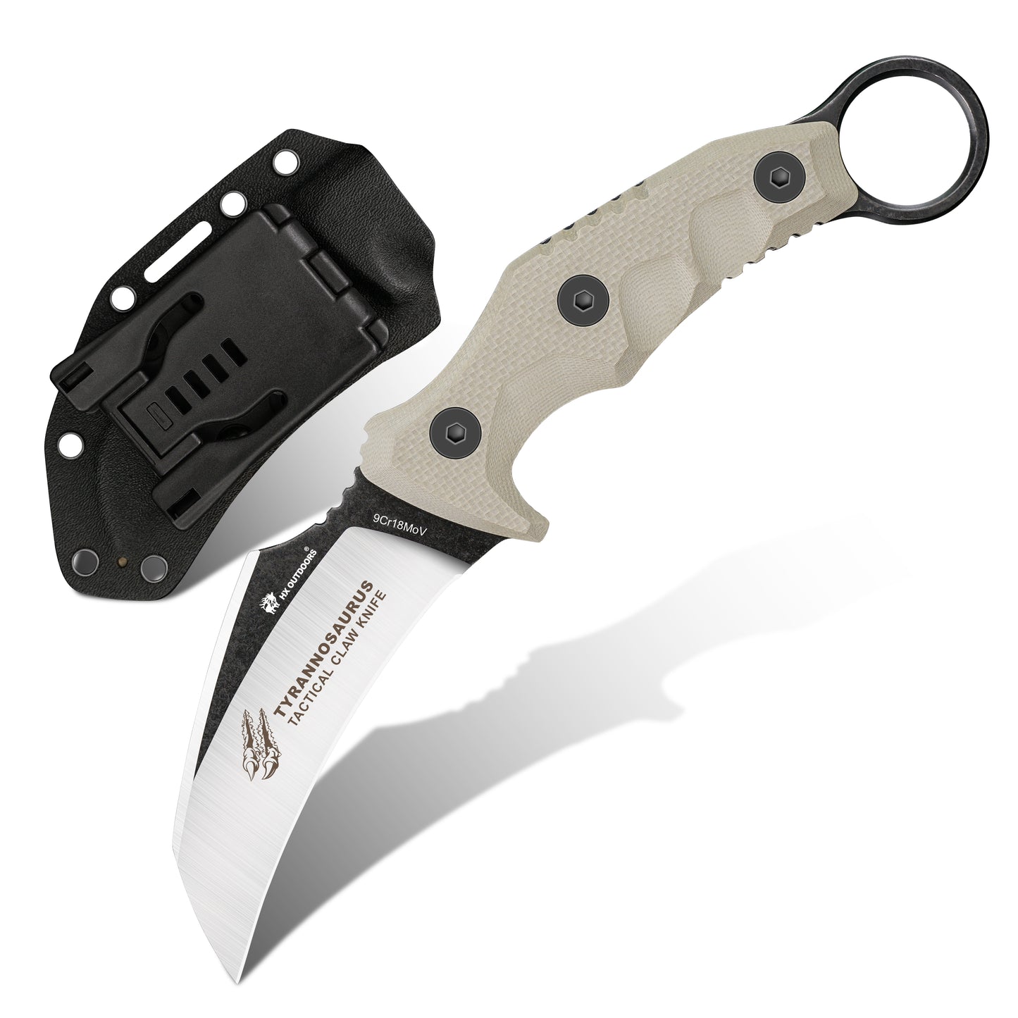 Fixed Blade HX OUTDOORS 3.54" 9CR18 Brown G10 Handle VORTEXCLAW Tactical Claw Fixed Blade Knife Bushcraft and Camping Knife Survival D-205 from HX OUTDOORS