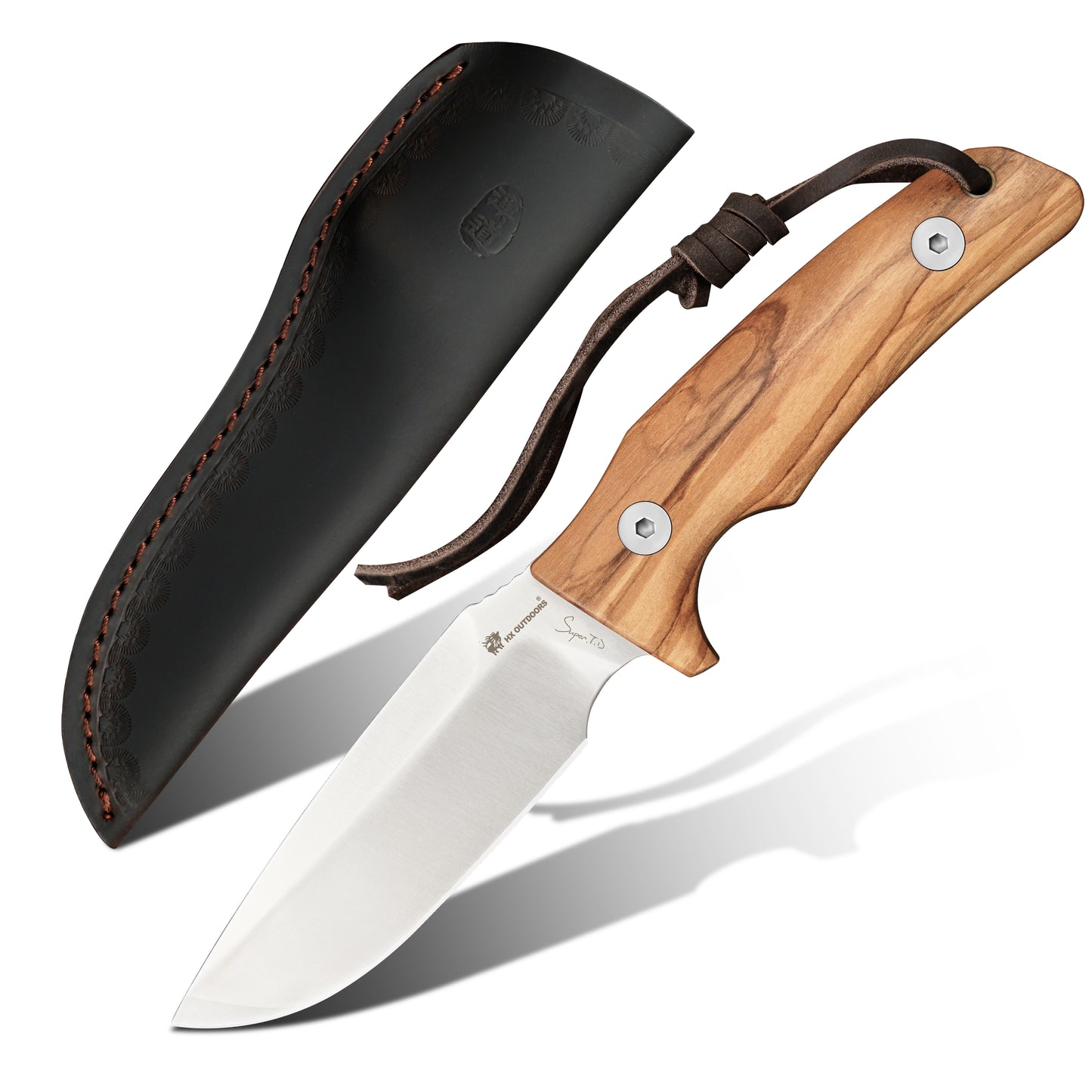 Fixed Blade HX OUTDOORS 3.74" D2 Olive Wood Handle Law Of The Jungle Fixed Blade Knife Tactical Survival and EDC D-219G from HX OUTDOORS