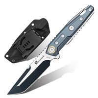 Fixed Blade HX OUTDOORS 3.86" DC53 Black Aluminum Handle MECHTITAN Fixed Blade Knife Sharp Camping Survival Hiking Knives D-220B from HX OUTDOORS