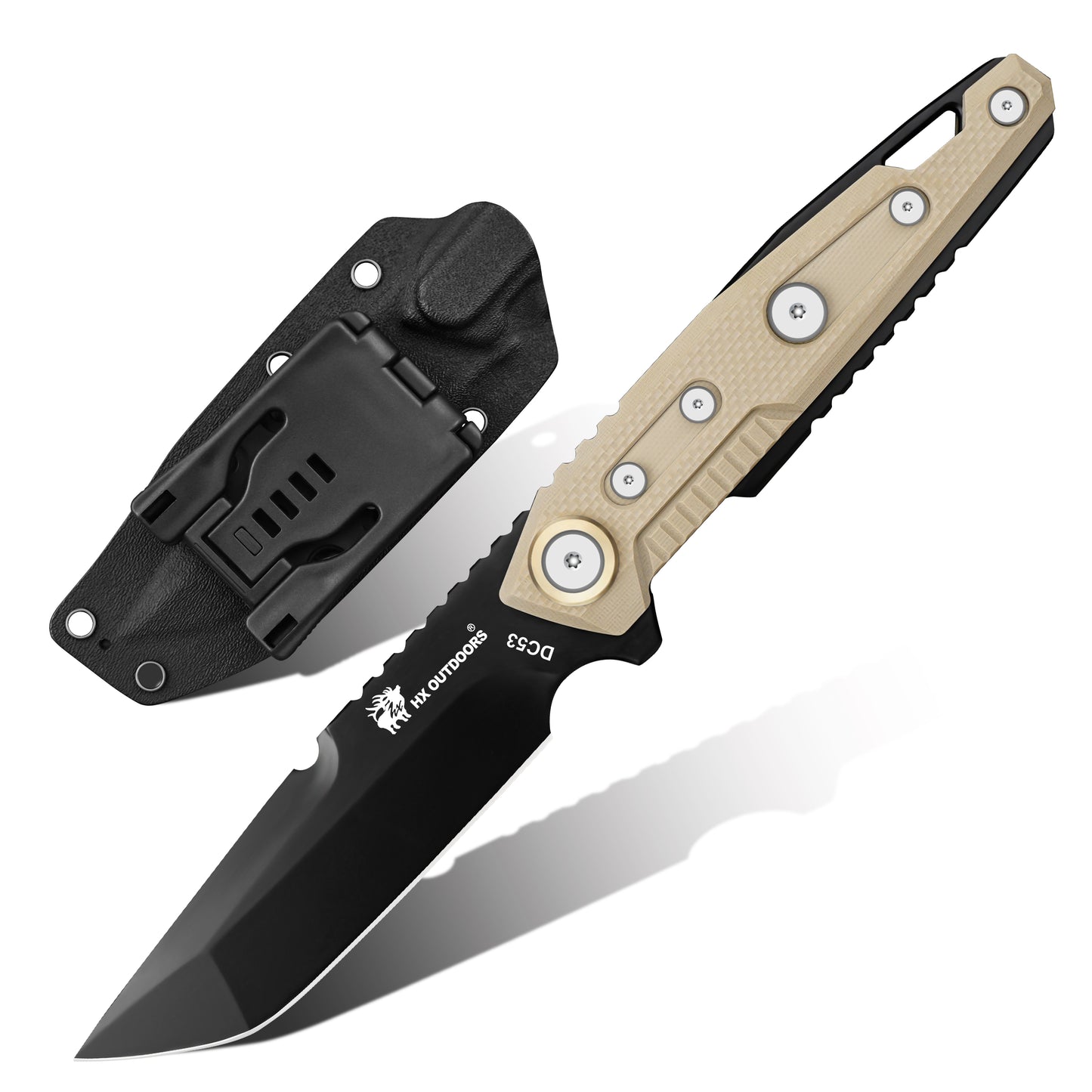 Fixed Blade HX OUTDOORS 3.86" DC53 Brown G10 Handle MECHTITAN Fixed Blade Knife Sharp Camping Survival Hiking Knives D-220C from HX OUTDOORS